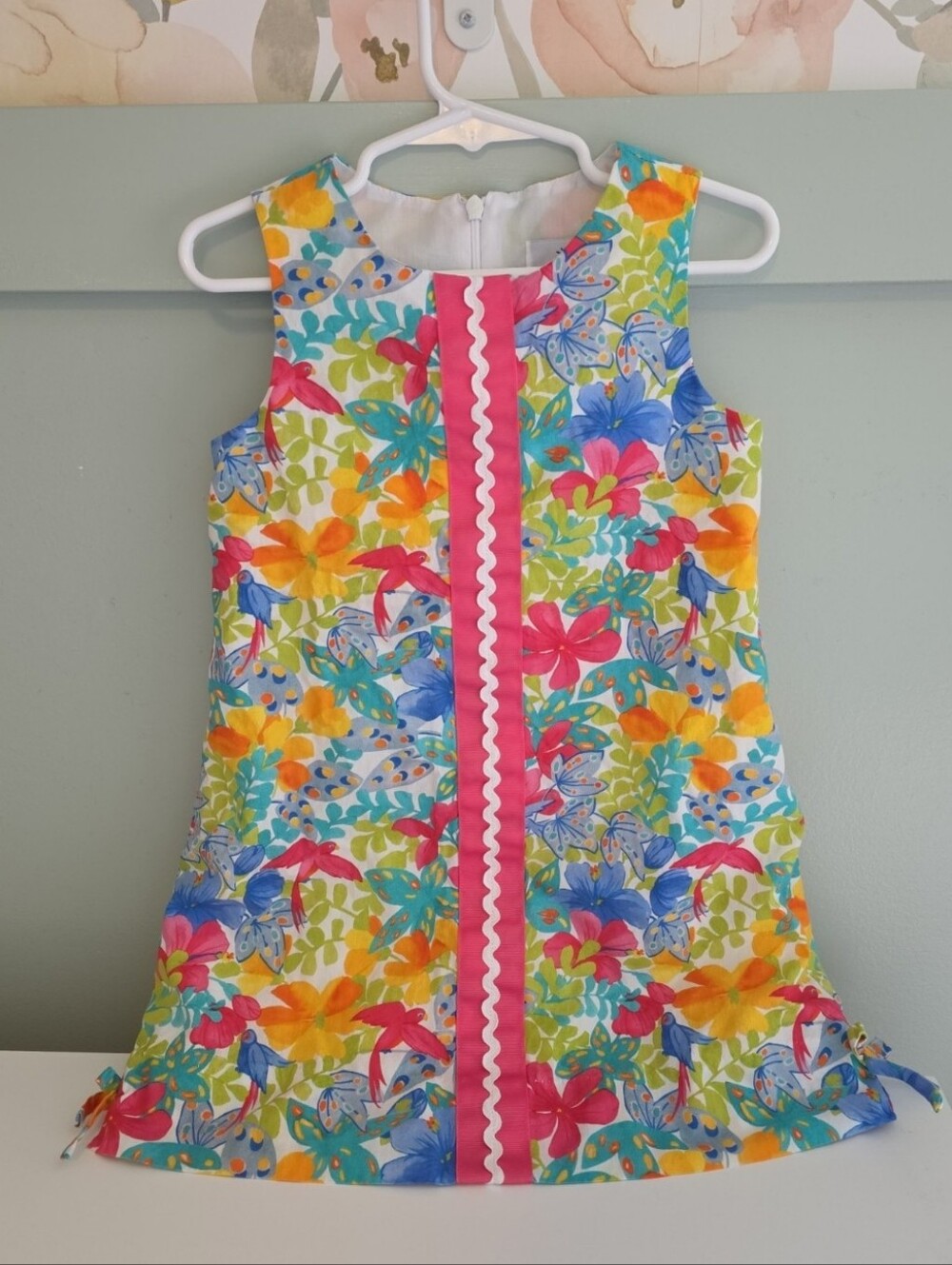 Florence Eiseman 4 or 4t colorful bird floral bird shift dress european
